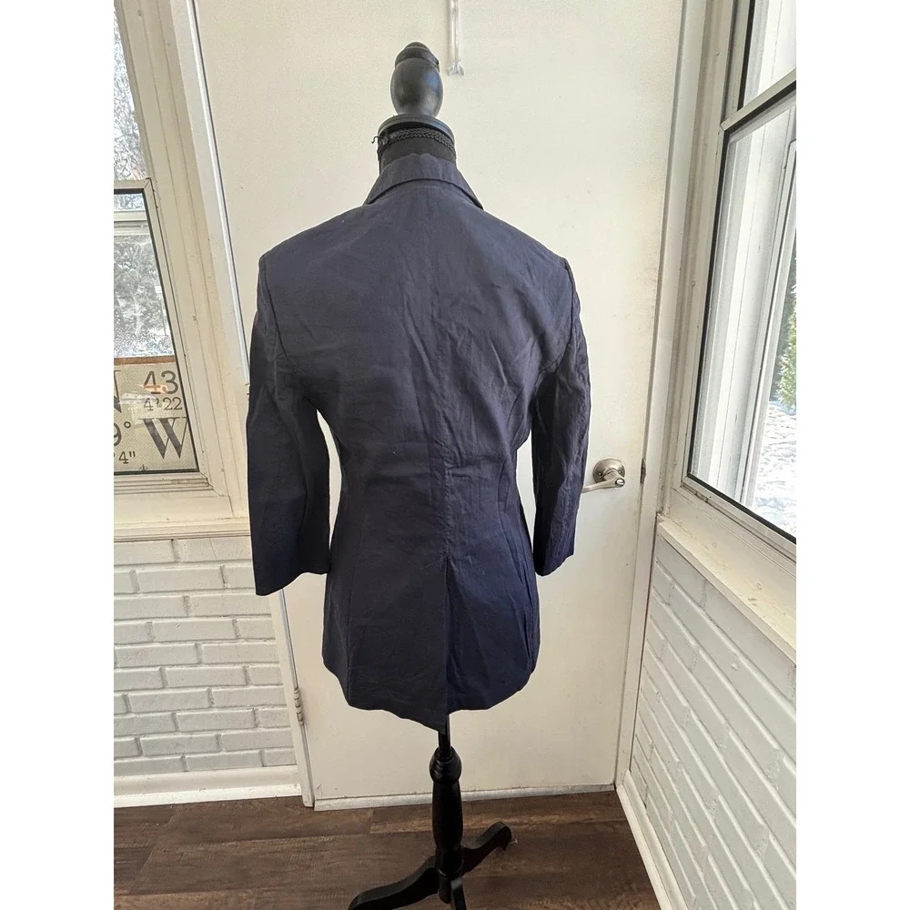Theory Grinson Navy Linen Blend Blazer‎ 4 structured minimalist layered classic